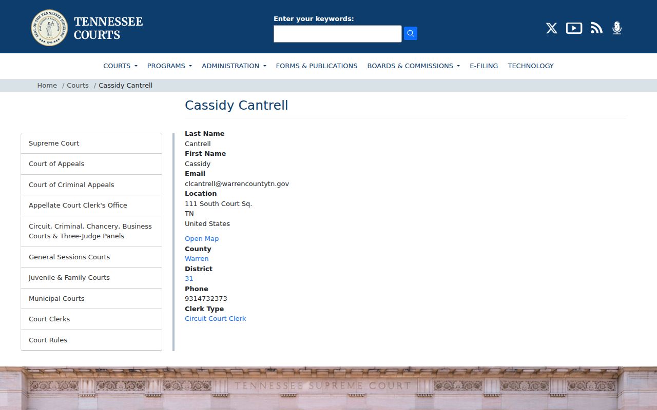 Warren County criminal history Circuit Court Clerk listing