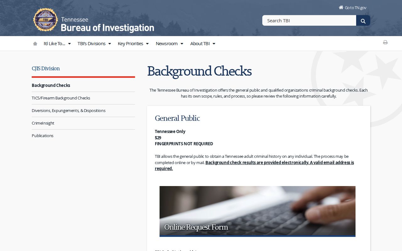 Warren County criminal history TBI background check options