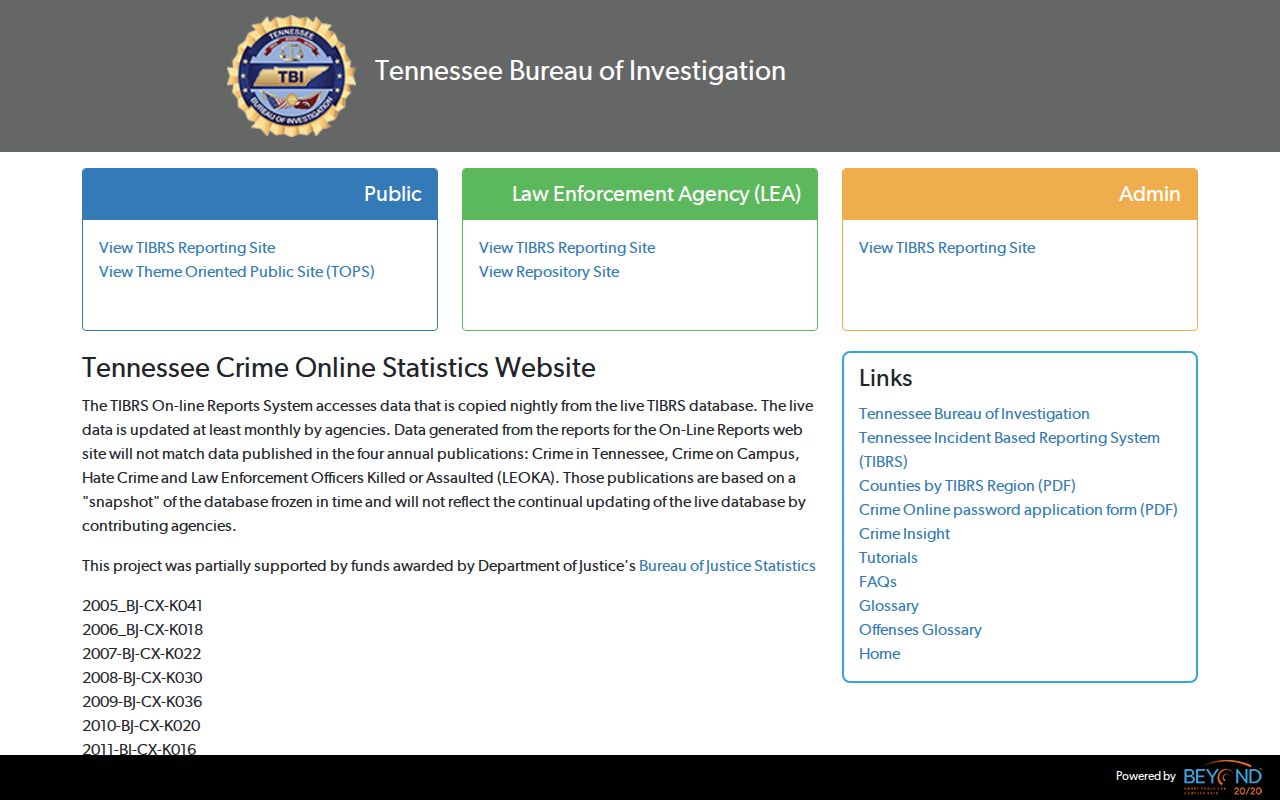 Warren County criminal records TBI CrimeInsight dashboard
